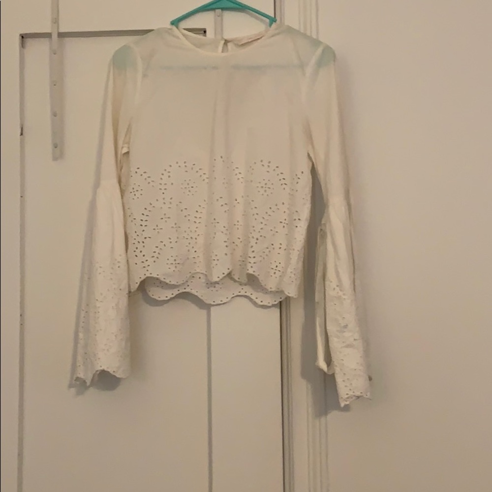 Zara white eyelet top